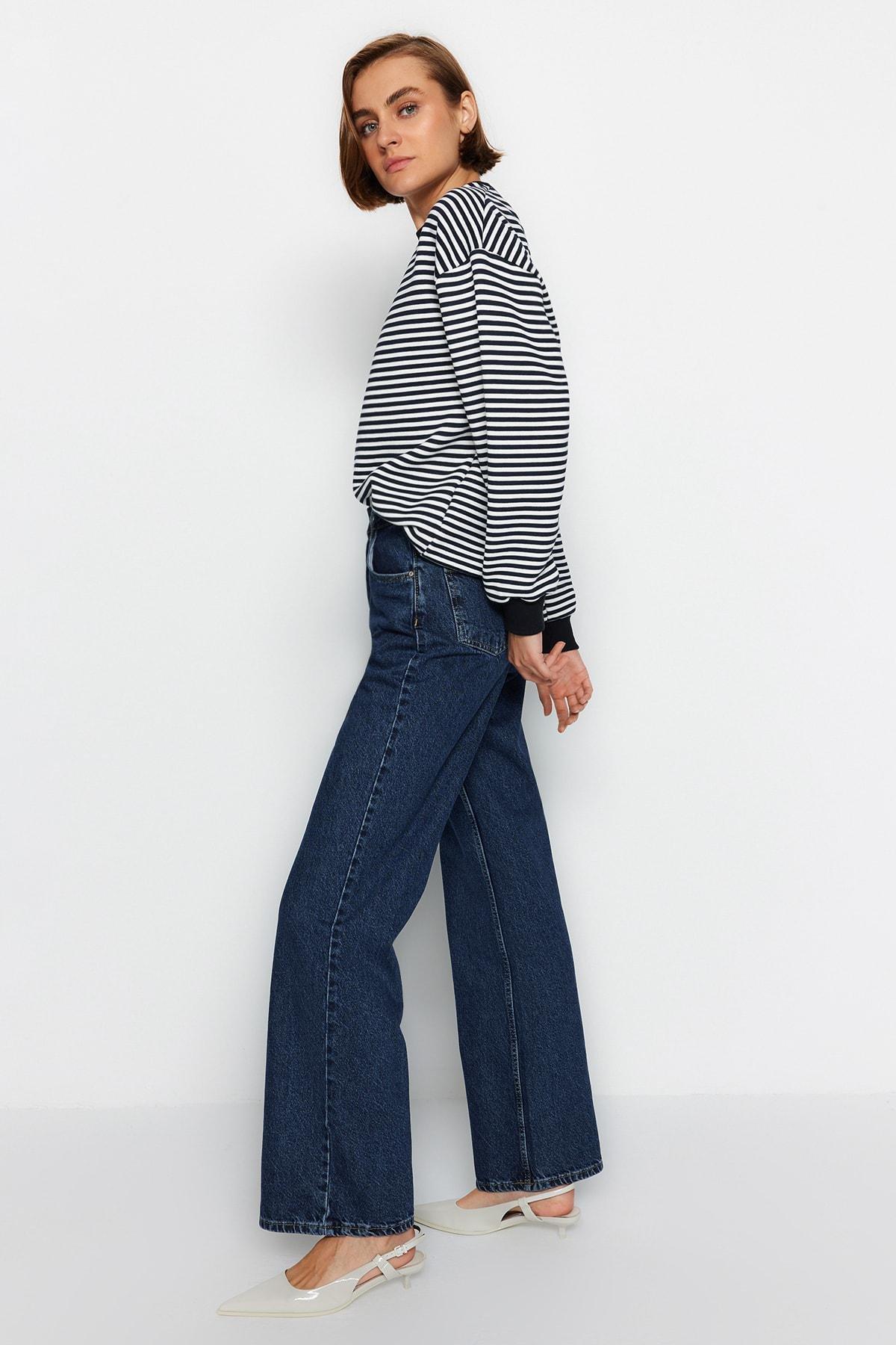 Trendyol - Blue High Waist Wide Leg Jeans 
