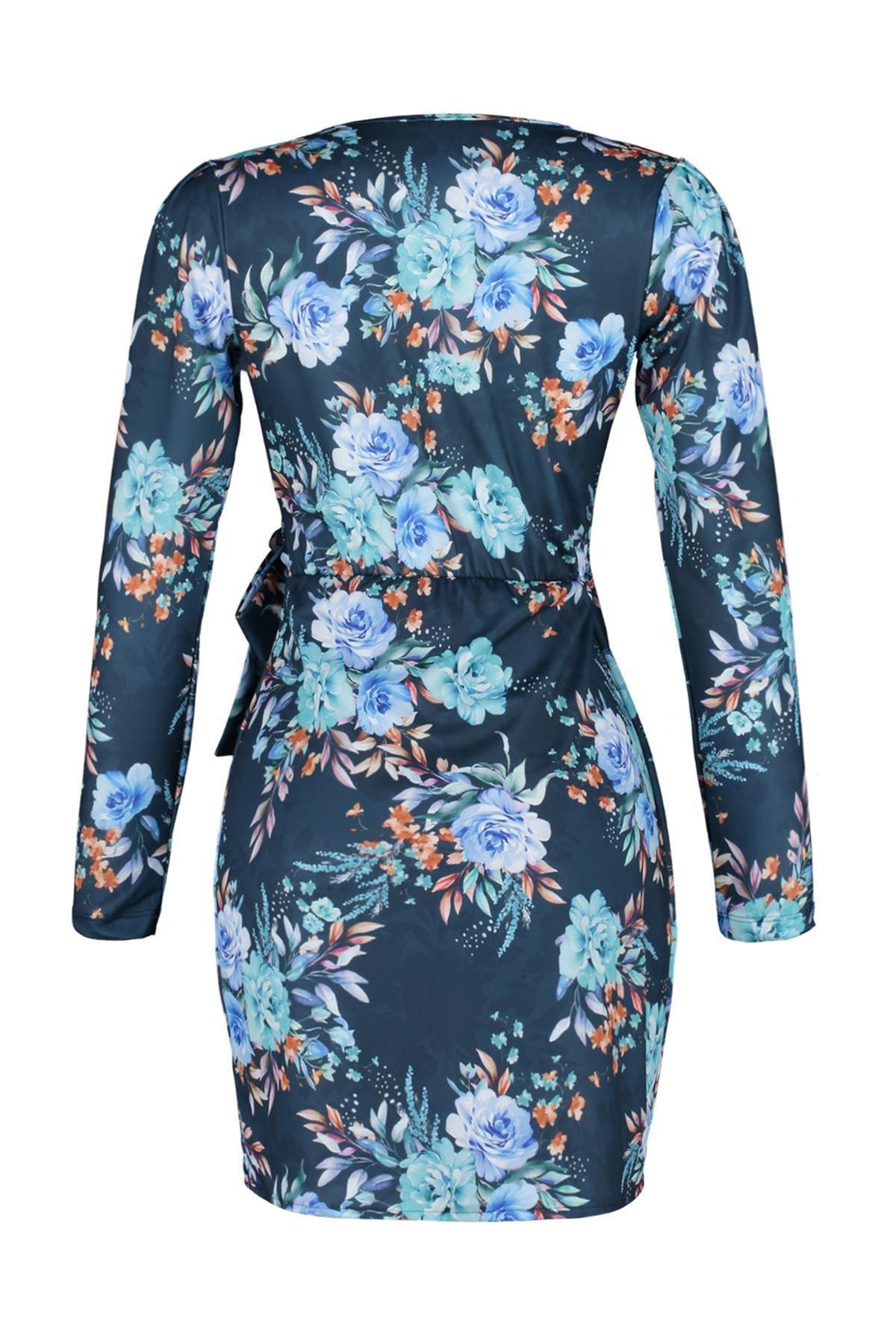 Trendyol - Multicolour Floral Double Breasted Mini Dress