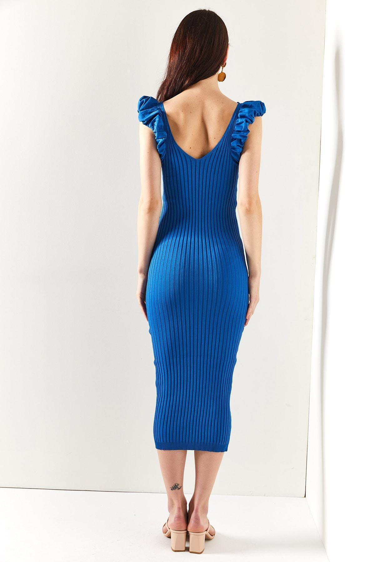 Blue V-Neck A-Line Dress, , large image number 2