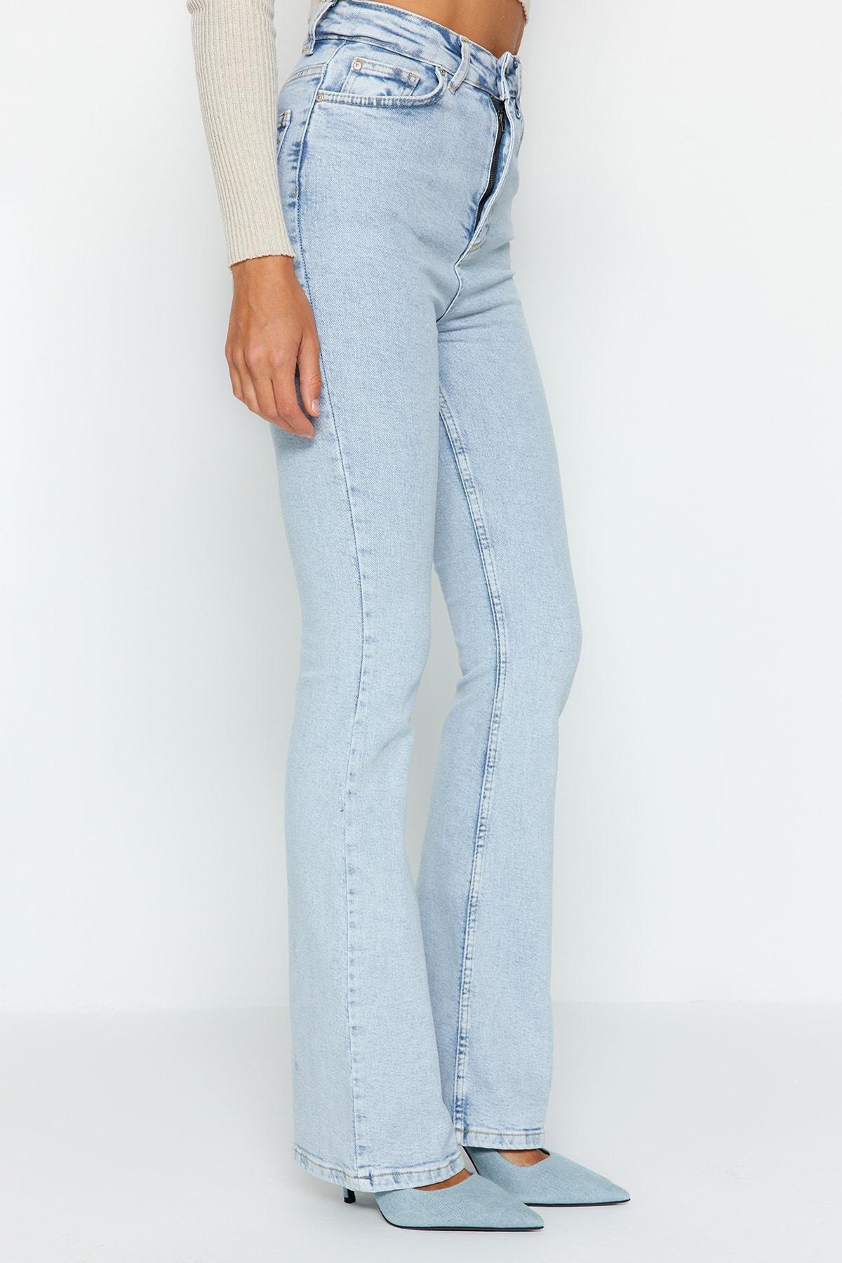Blue High Waist Flare Jeans, , large image number 3