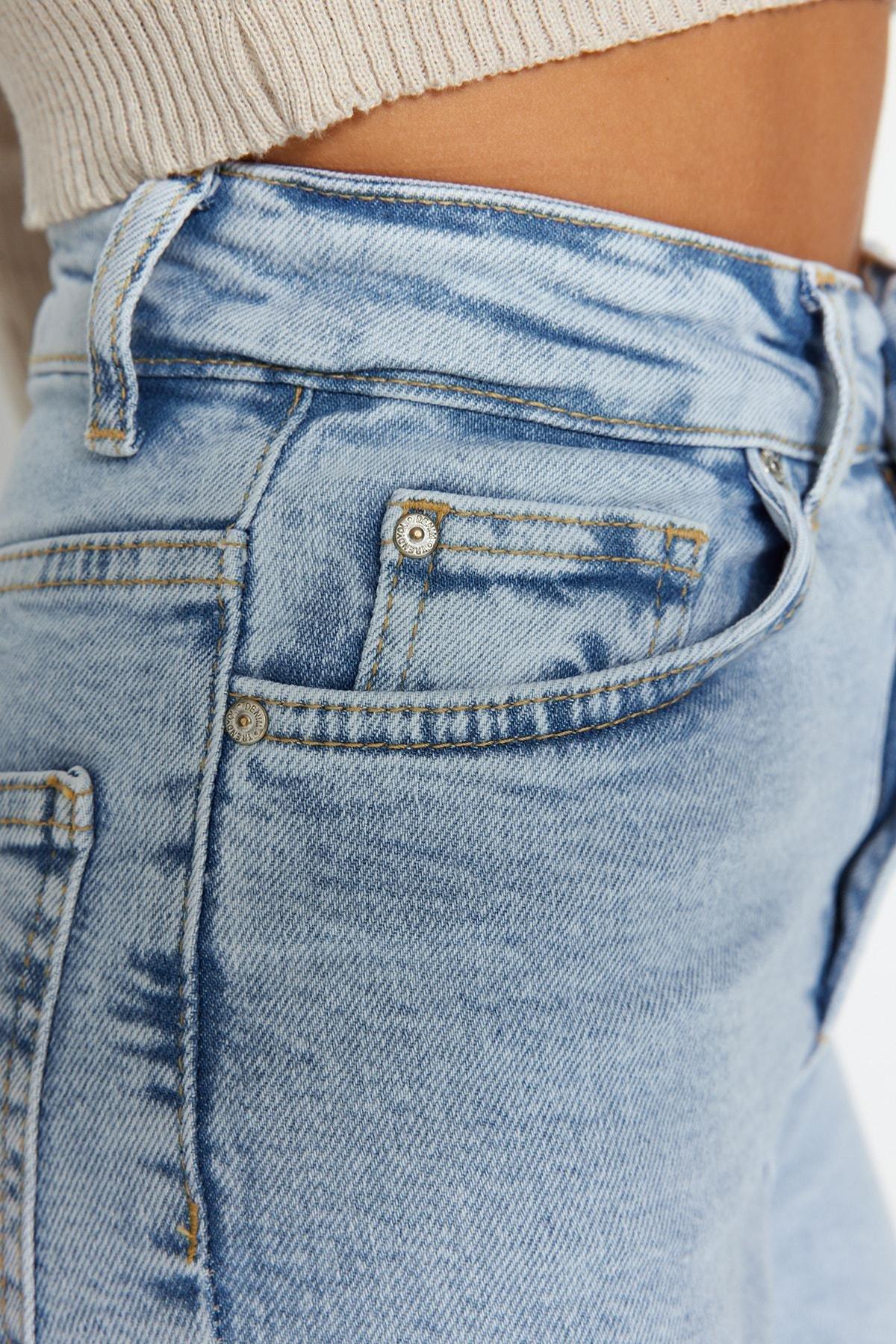 Blue High Waist Flare Jeans, , large image number 4