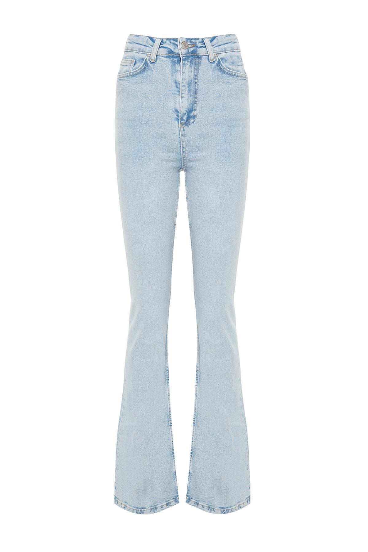 Blue High Waist Flare Jeans, , large image number 6