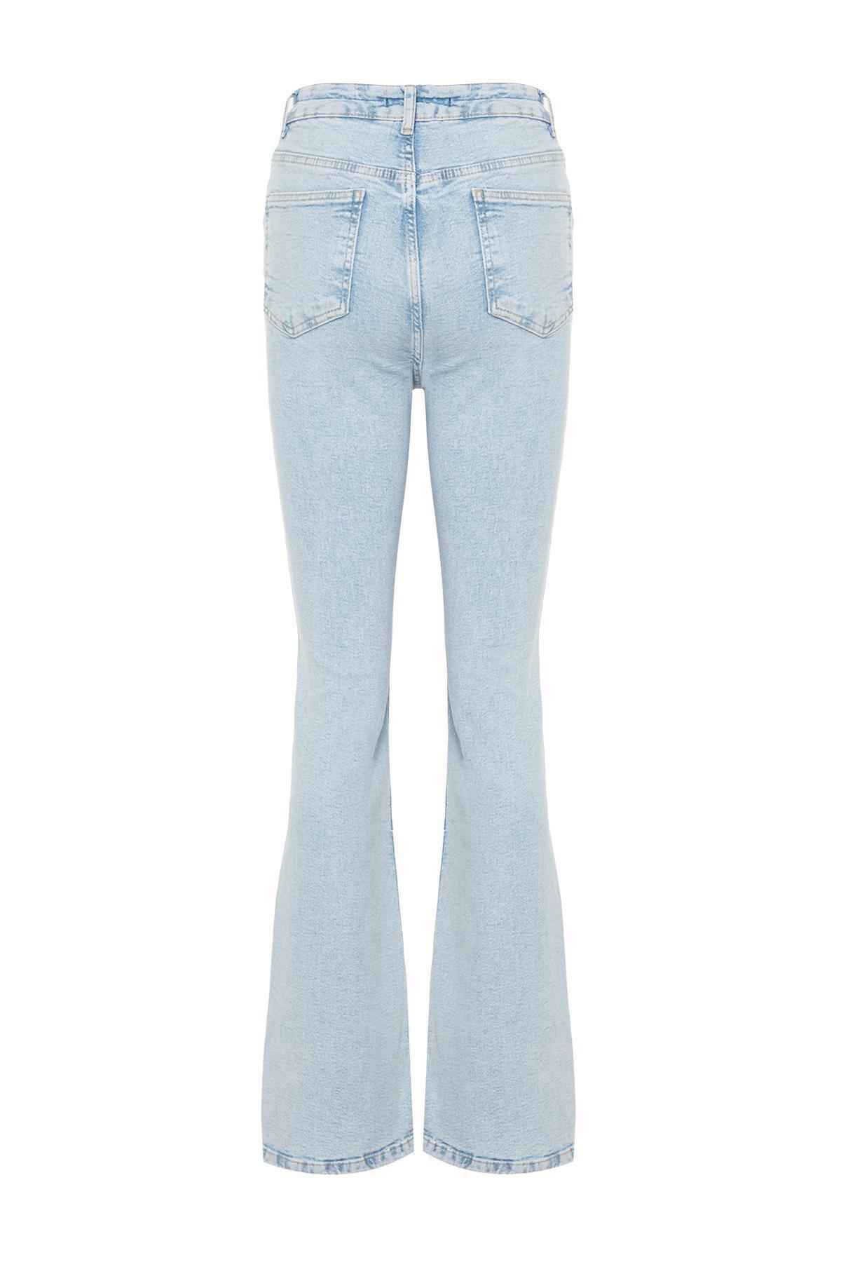 Blue High Waist Flare Jeans, , large image number 7