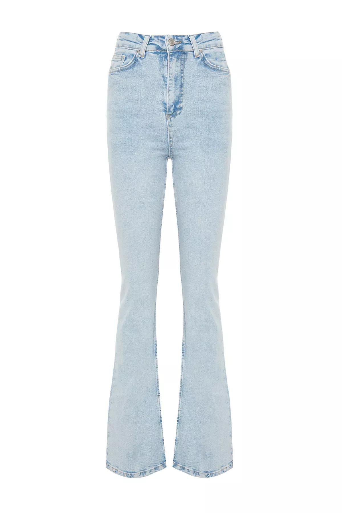 جينز واسع من الأسفل بخصر مرتفع، أزرق, LIGHT BLUE, large image number 7