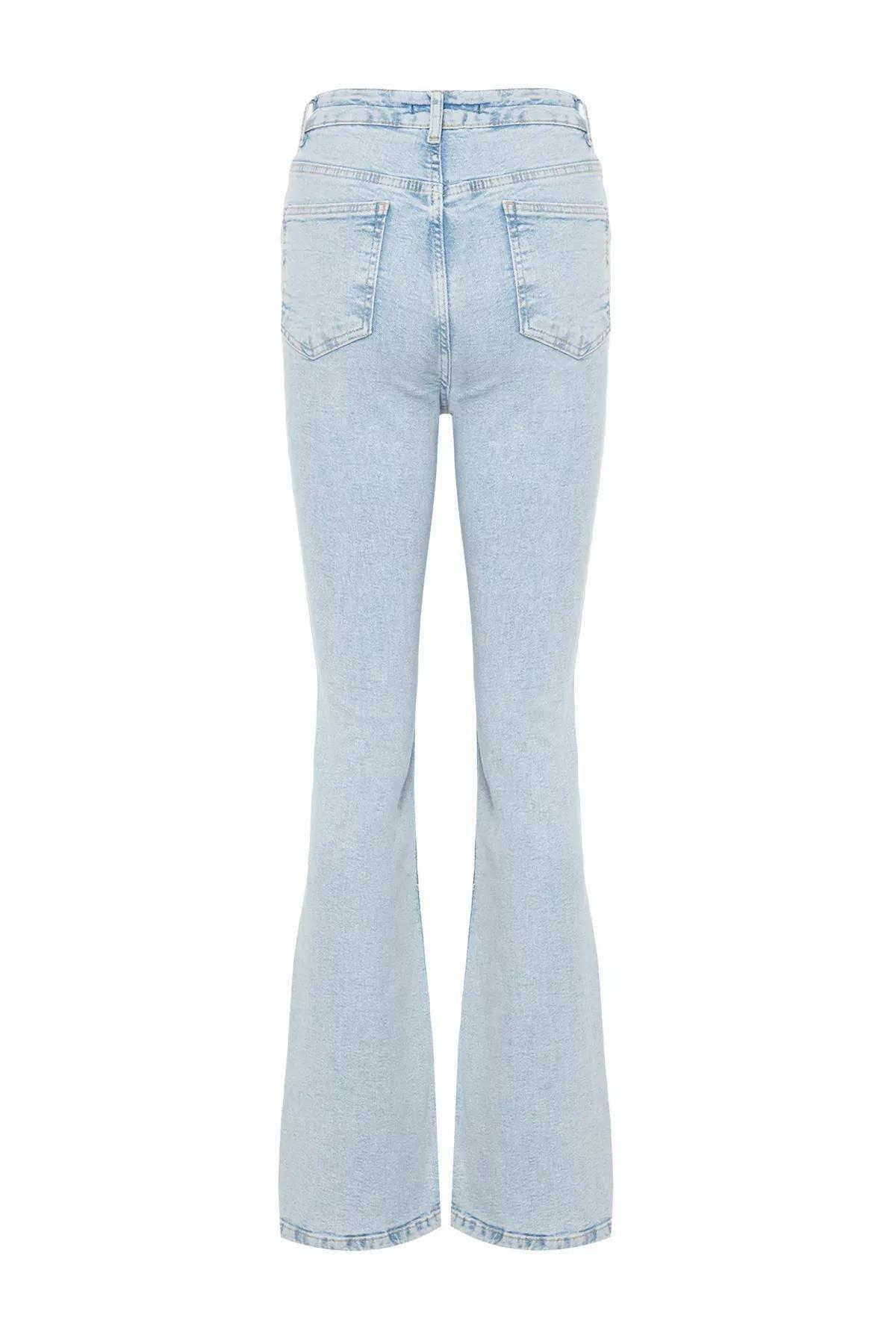 Blue High Waist Flare Jeans, LIGHT BLUE, large image number 8