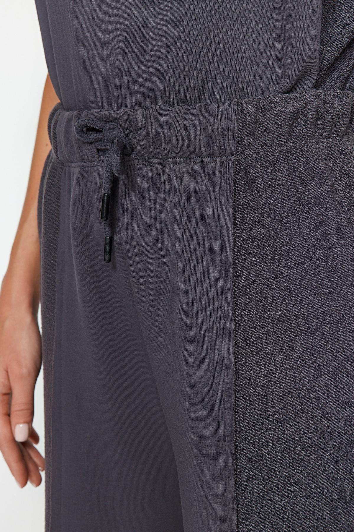 Grey High Waist Thick Knitted Sweatpants, , large image number 4