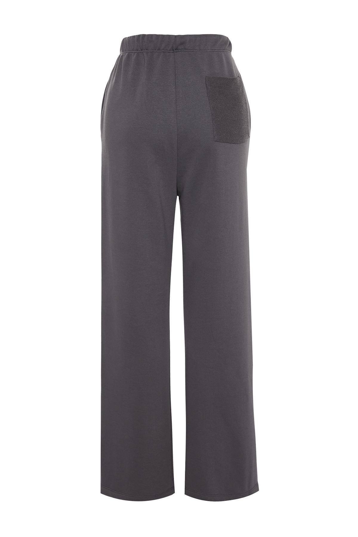 Grey High Waist Thick Knitted Sweatpants, , large image number 7
