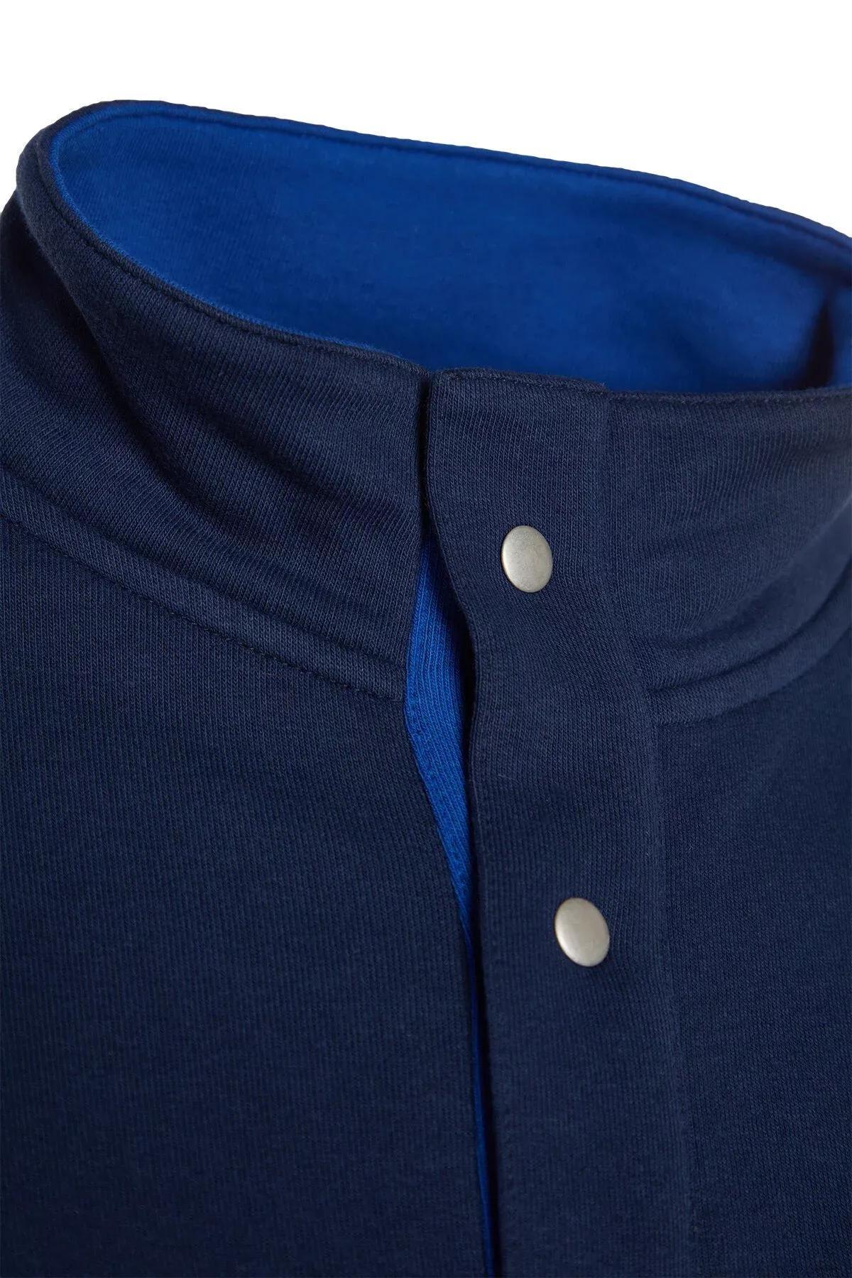 Blue Press-Studs Knitted Sweatshirt, Navy blue, large image number 5