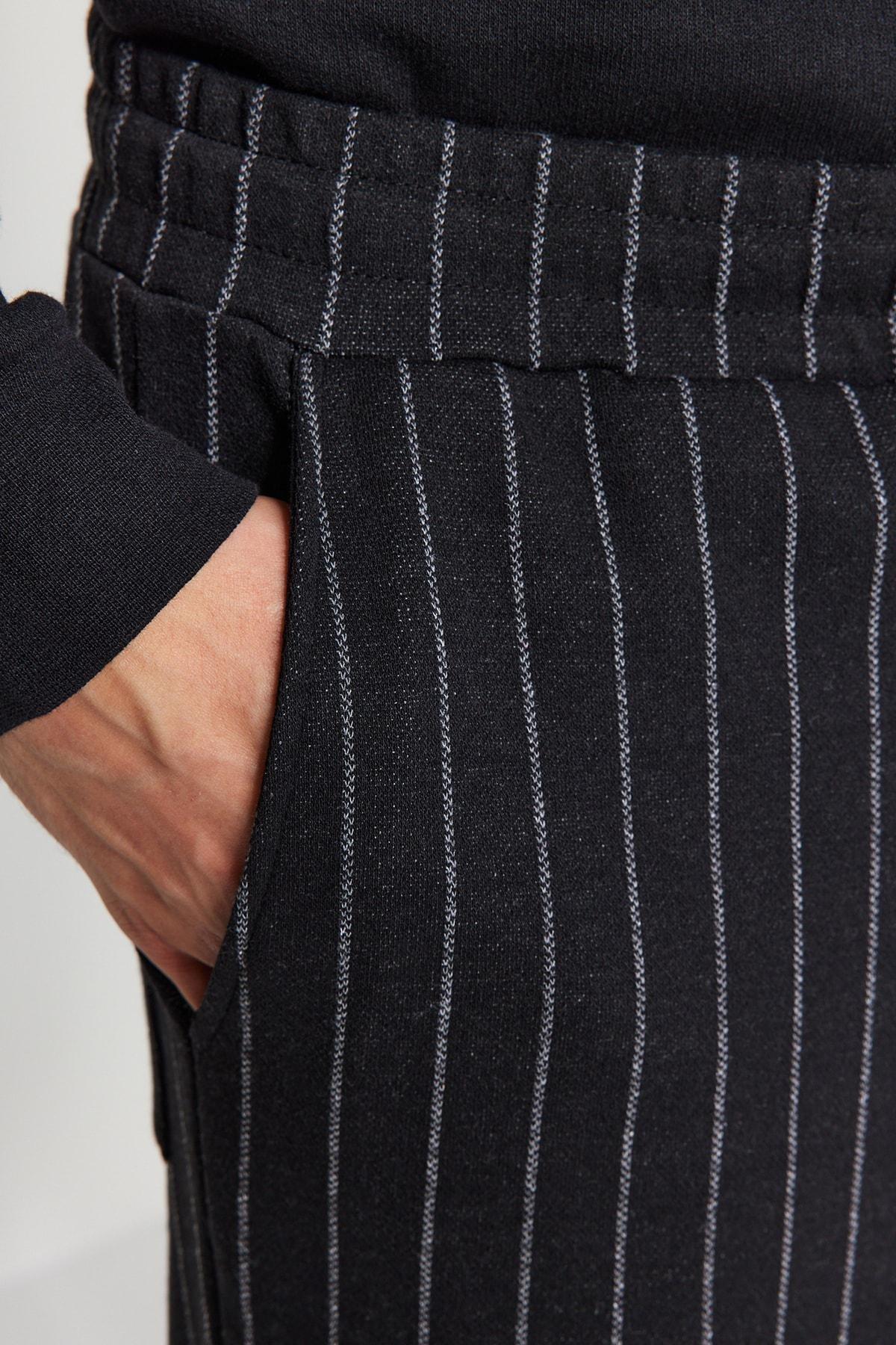 Black Striped Knitted Pyjamas Bottoms, , large image number 2