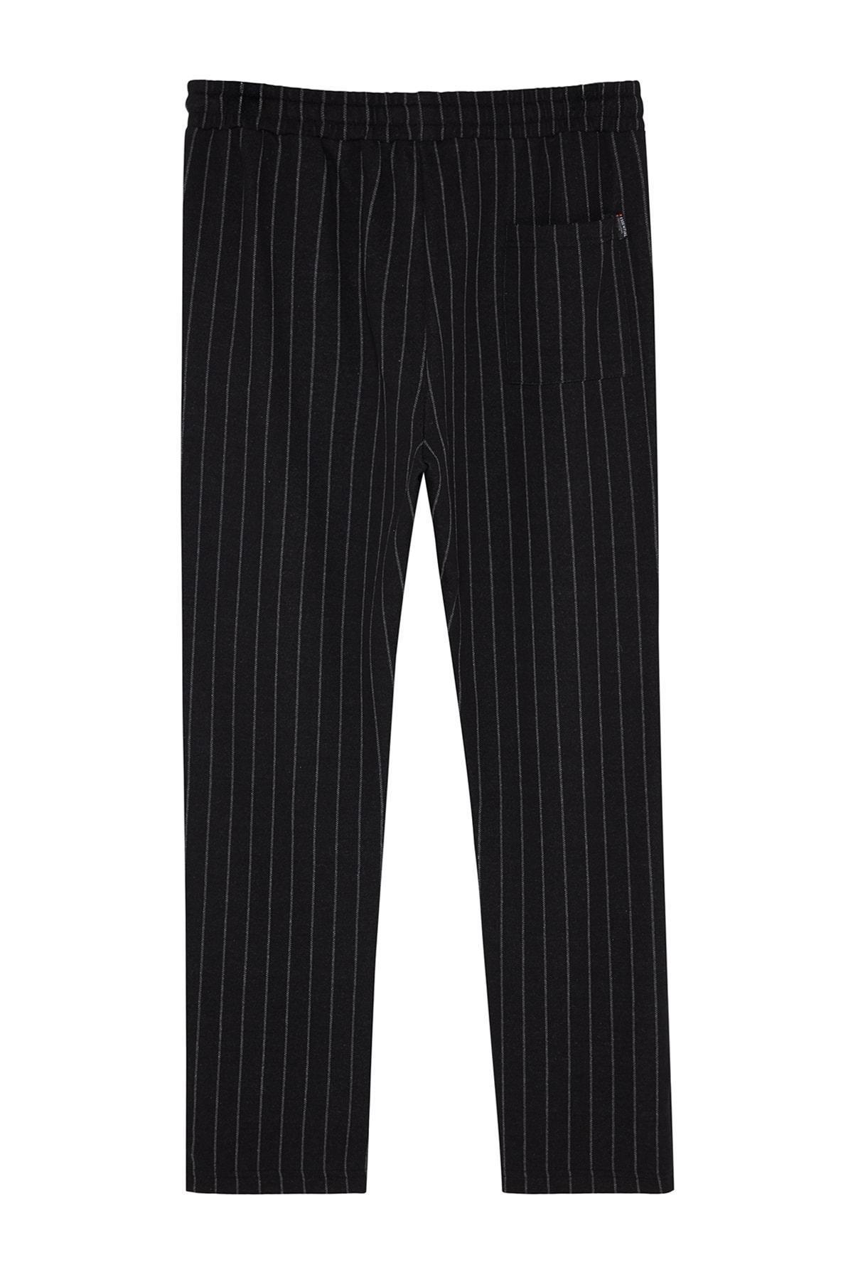 Black Striped Knitted Pyjamas Bottoms, , large image number 6