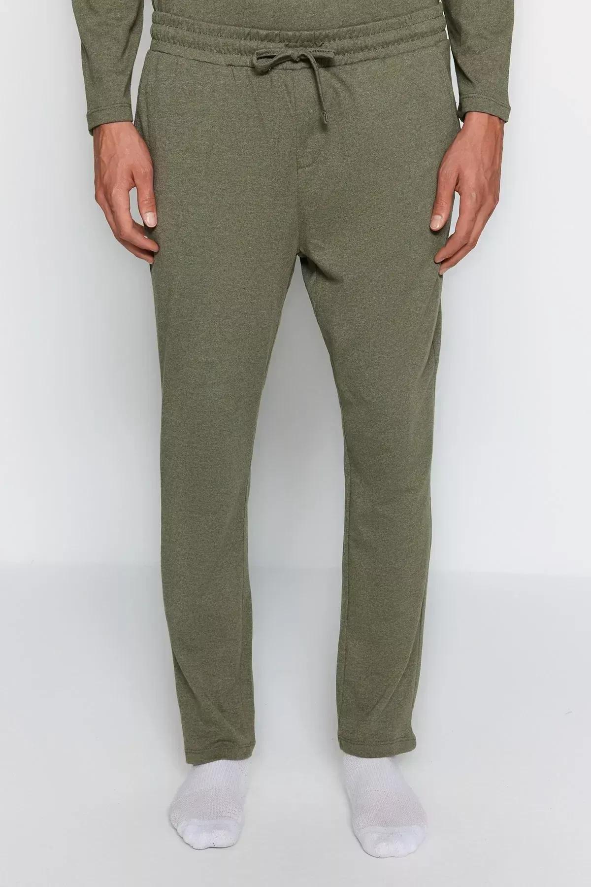 Khaki Printed Knitted Pyjamas Set, Khaki, large image number 3