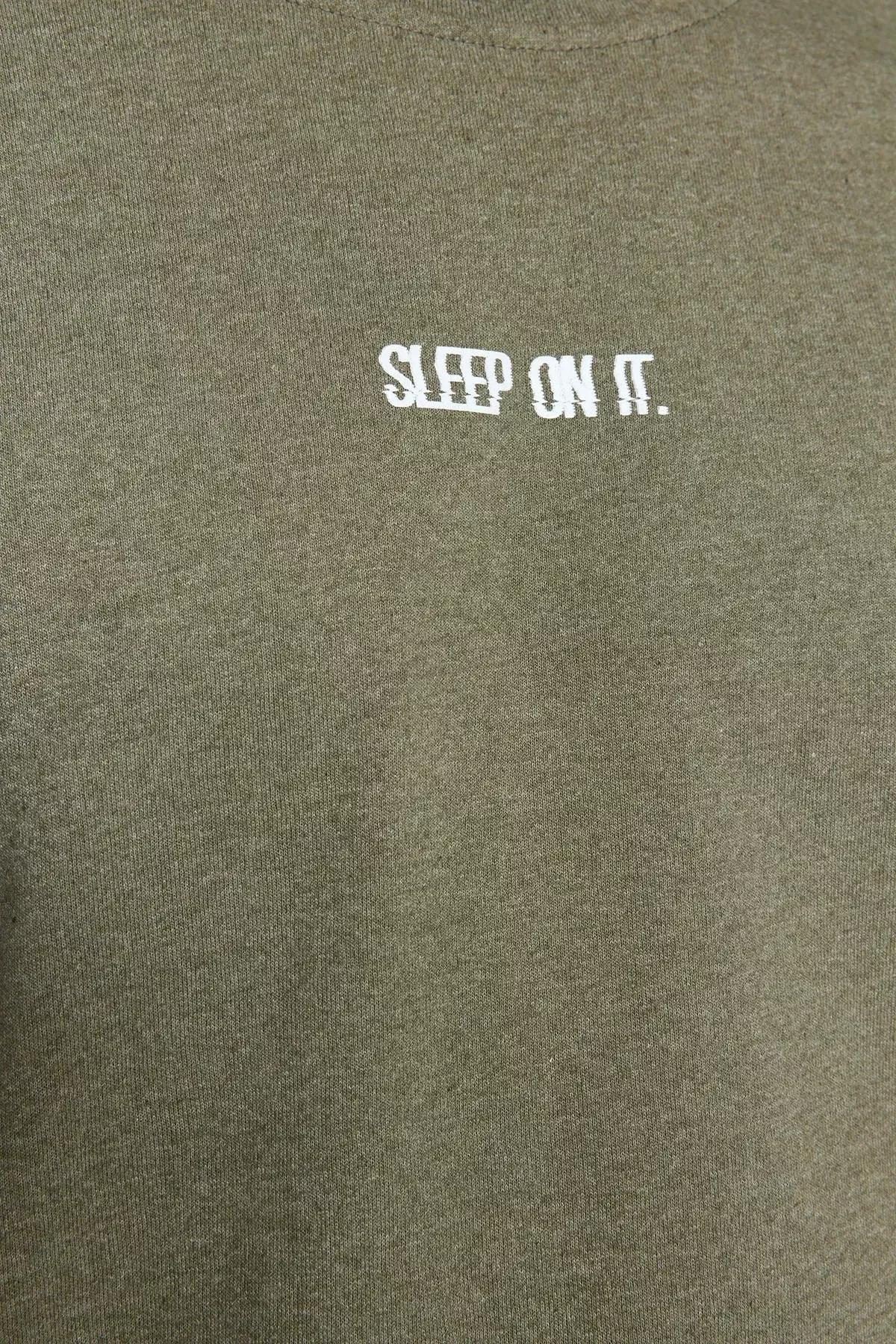 Khaki Printed Knitted Pyjamas Set, Khaki, large image number 4