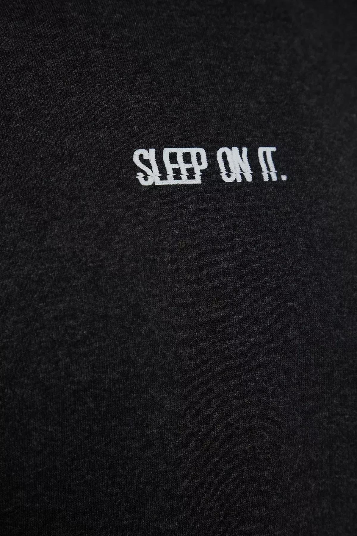 Grey Printed Knitted Pyjamas Set, Anthracite, large image number 3