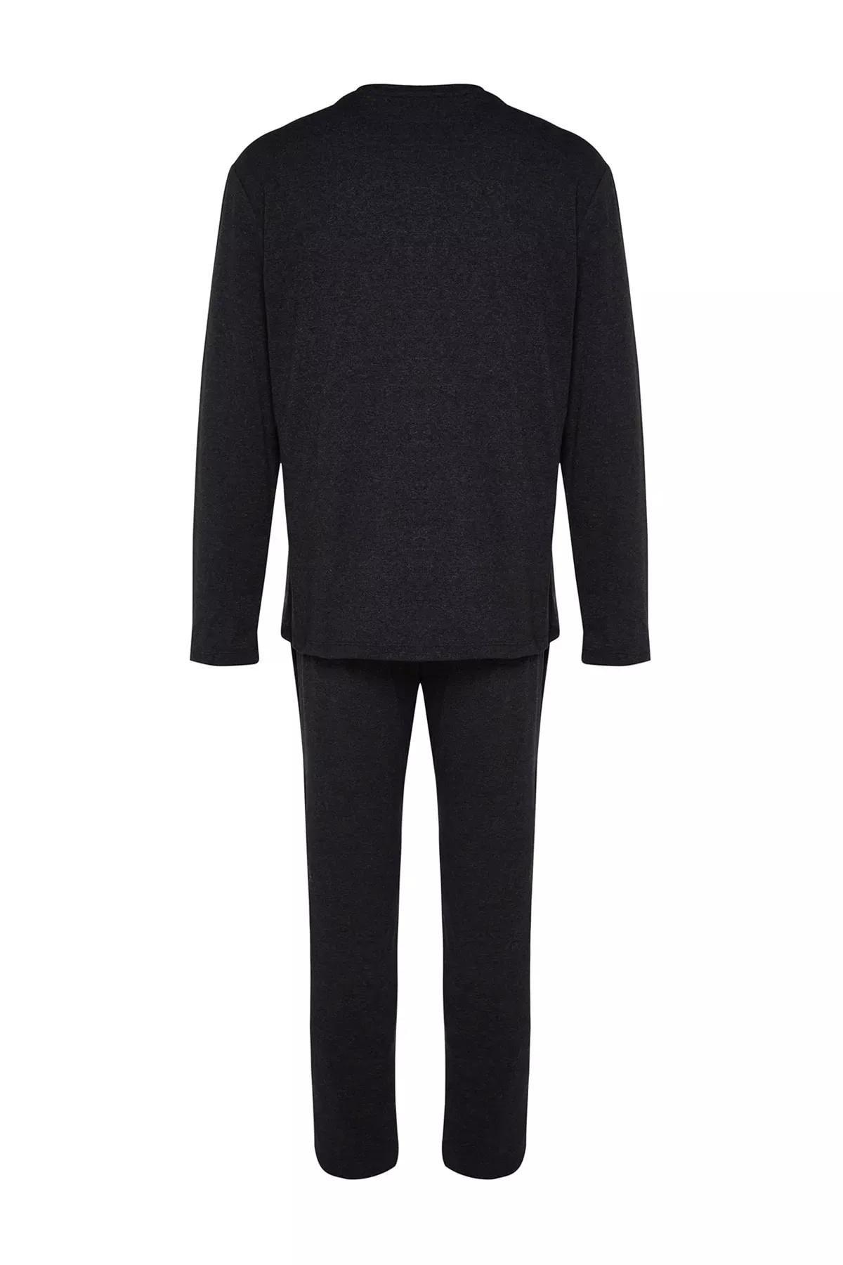 Grey Printed Knitted Pyjamas Set, Anthracite, large image number 6