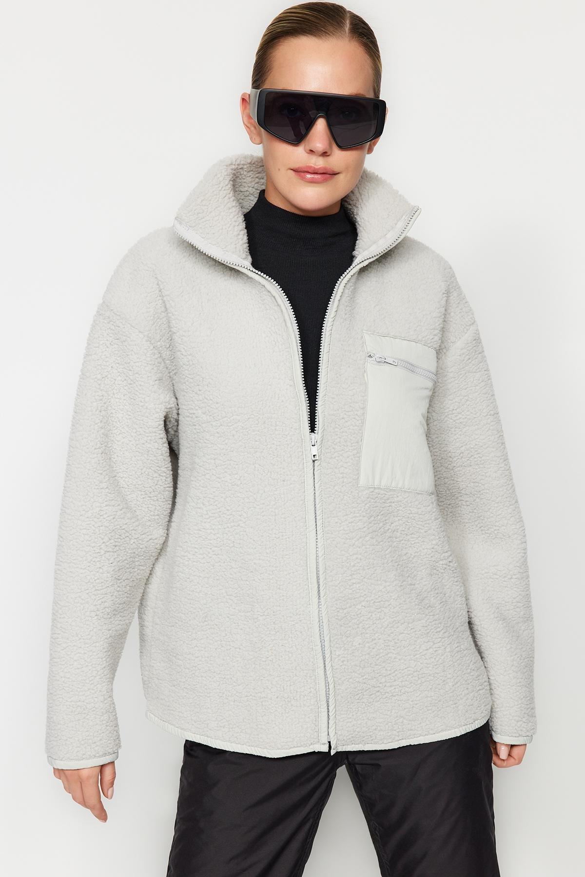 Gray Textured Fleece Sweatshirt, , large image number 2