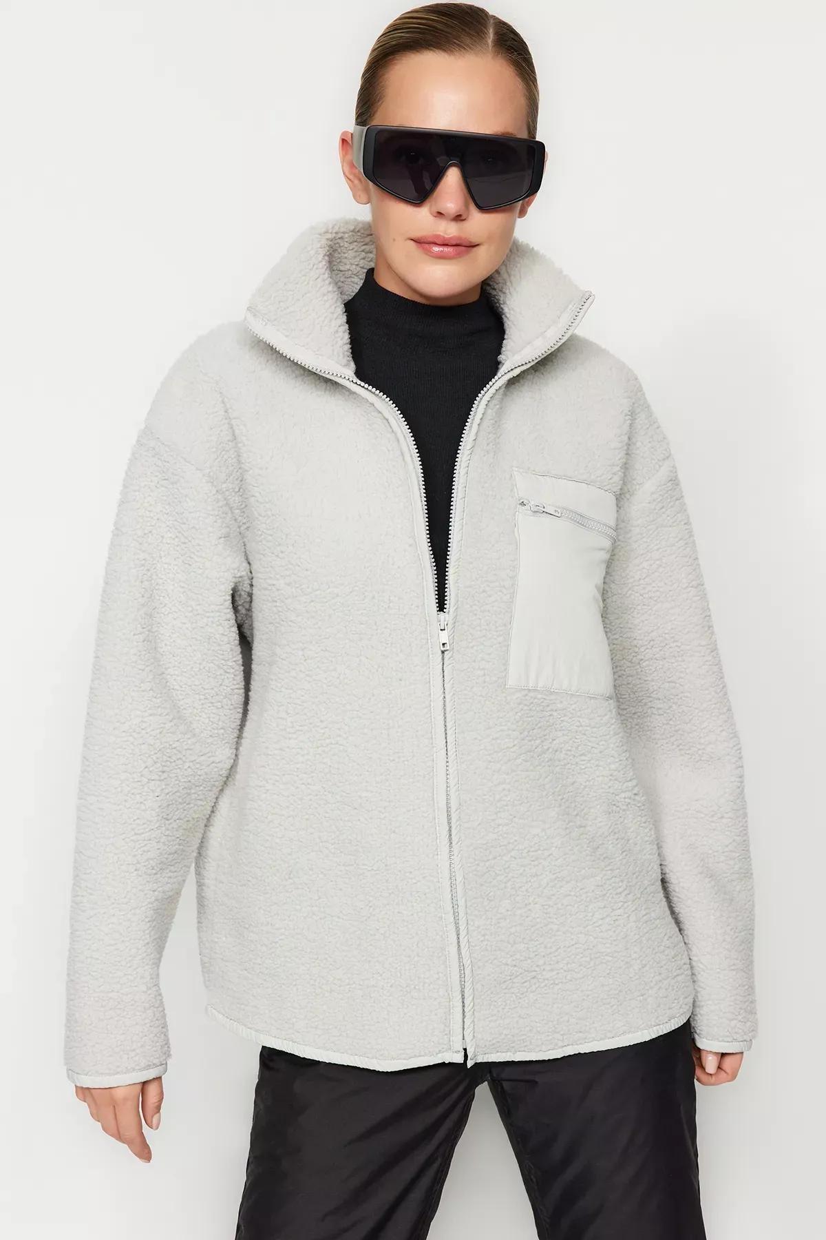 Gray Textured Fleece Sweatshirt, C101_1653, medium