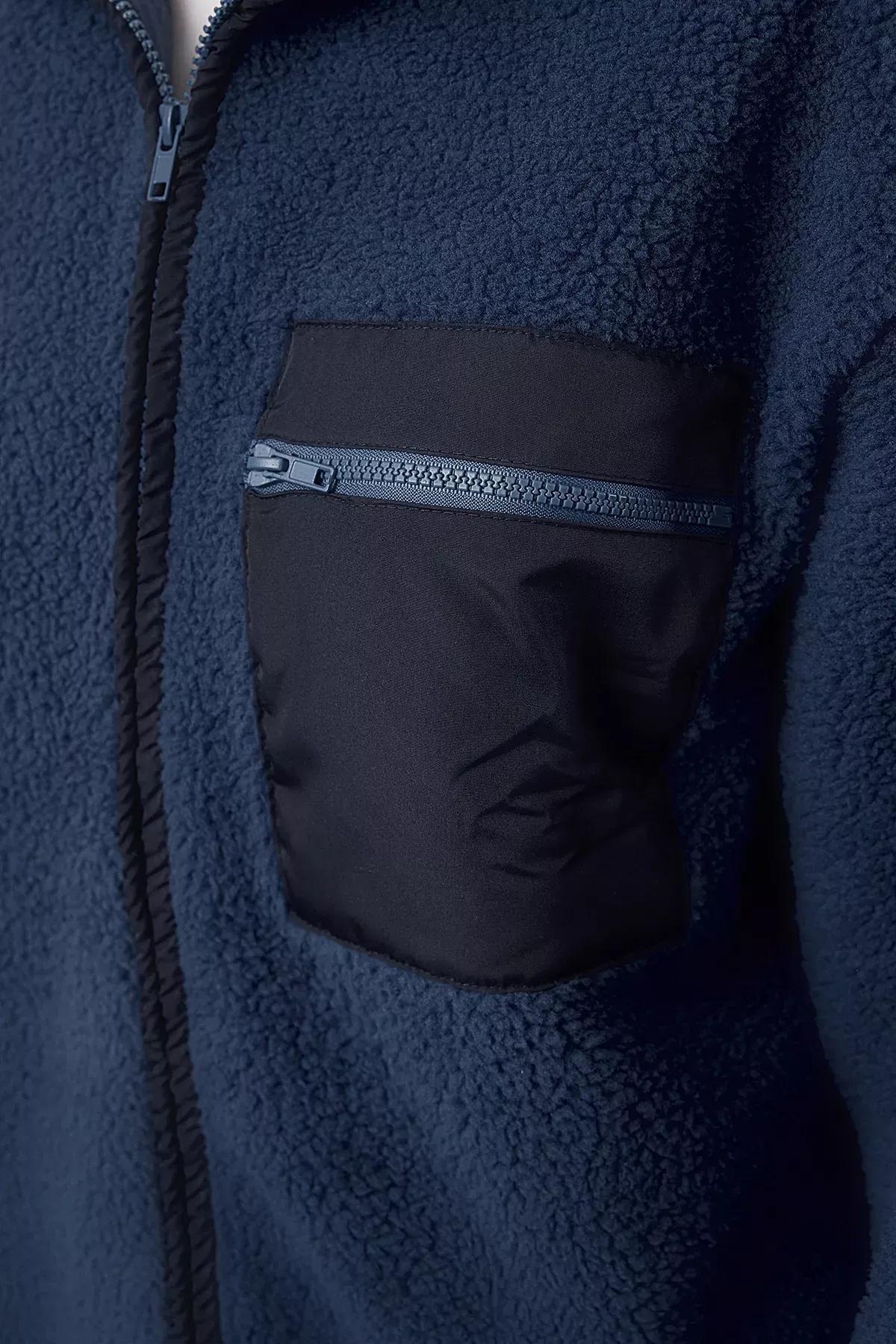 Winter Essentials Blue Thick Fleece Zippered Sweatshirt, , large image number 3