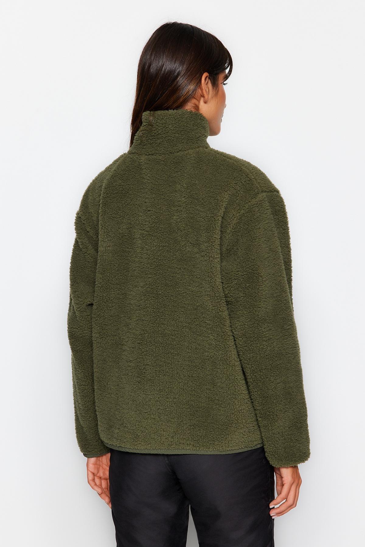 Khaki Textured Fleece Sweater TWOAW24SW00071, , large image number 2