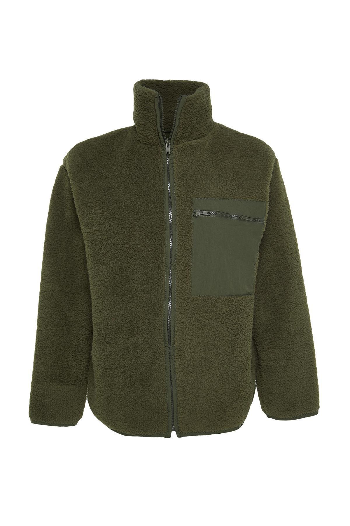 Khaki Textured Fleece Sweater TWOAW24SW00071, , large image number 5