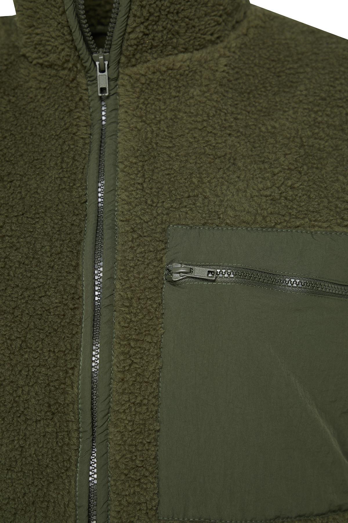 Khaki Textured Fleece Sweater TWOAW24SW00071, , large image number 6