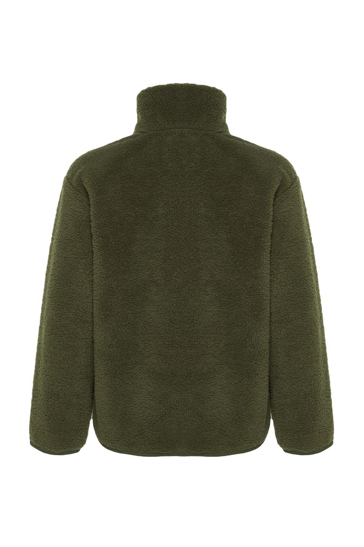 Khaki Textured Fleece Sweater TWOAW24SW00071, , large image number 7
