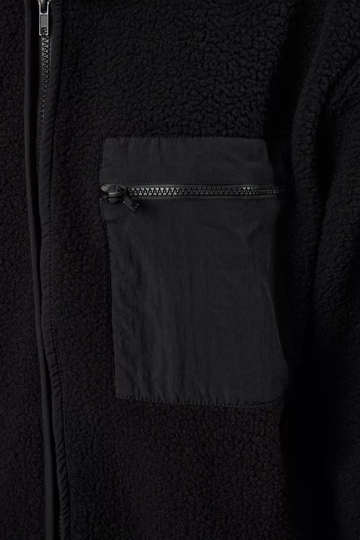 Black Zippered Long Sleeve Sweatshirt, , large image number 3