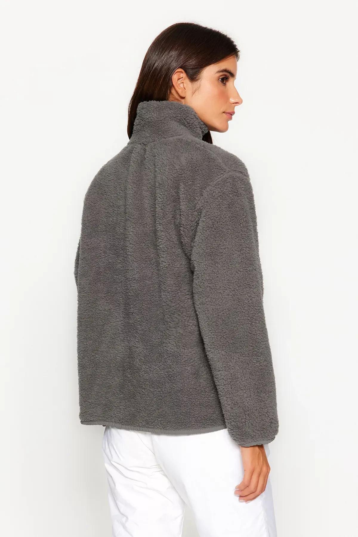 Grey Fleece Zipper Sweatshirt, , large image number 4