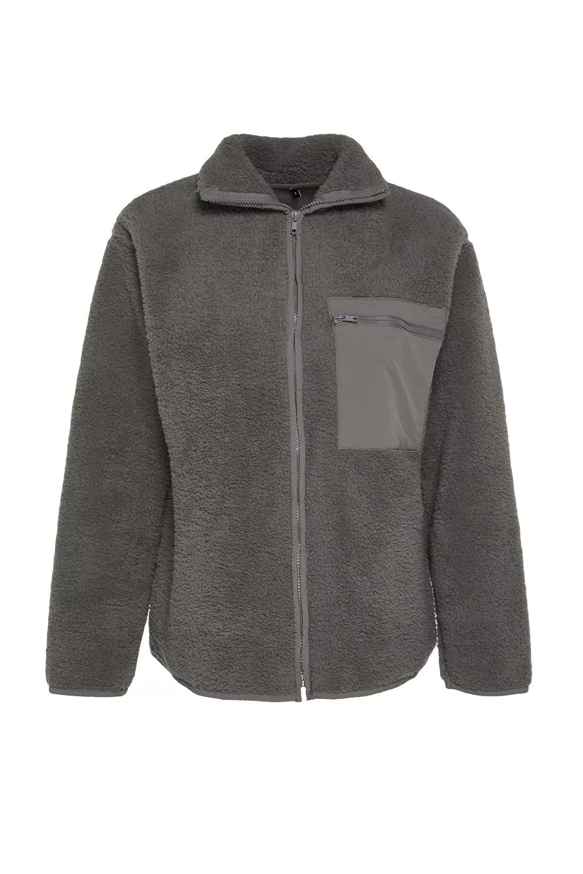 Grey Fleece Zipper Sweatshirt, , large image number 5