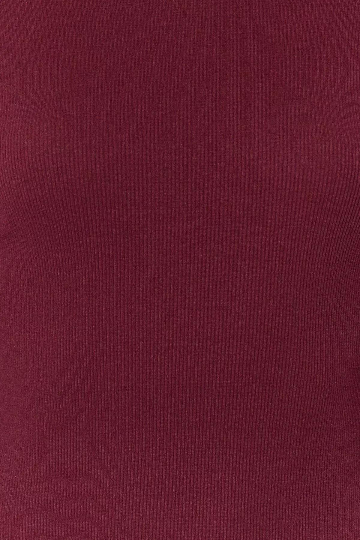 Burgundy Corduroy Crew Neck Knit Dress, Burgundy, large image number 3