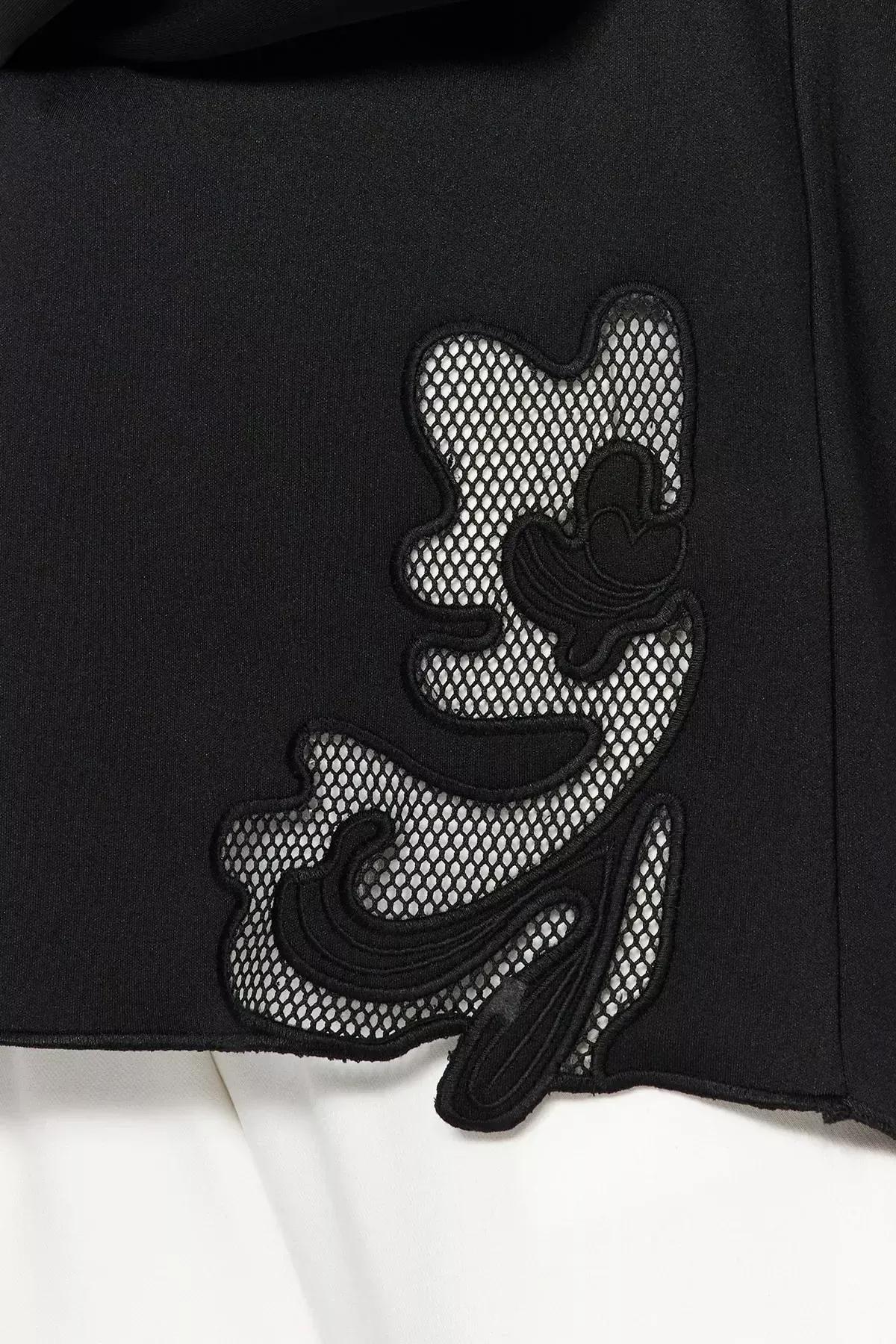 Black Lace Detail Sweatshirt, , large image number 3