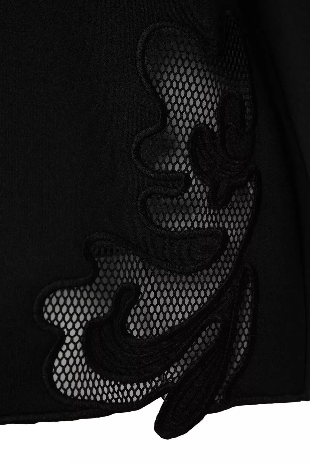 Black Lace Detail Sweatshirt, , large image number 5