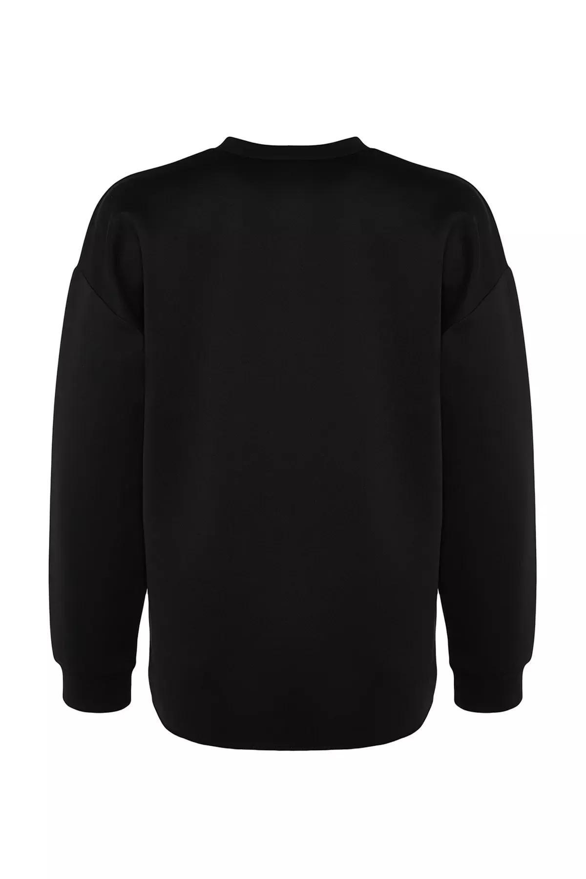 Black Lace Detail Sweatshirt, , large image number 6