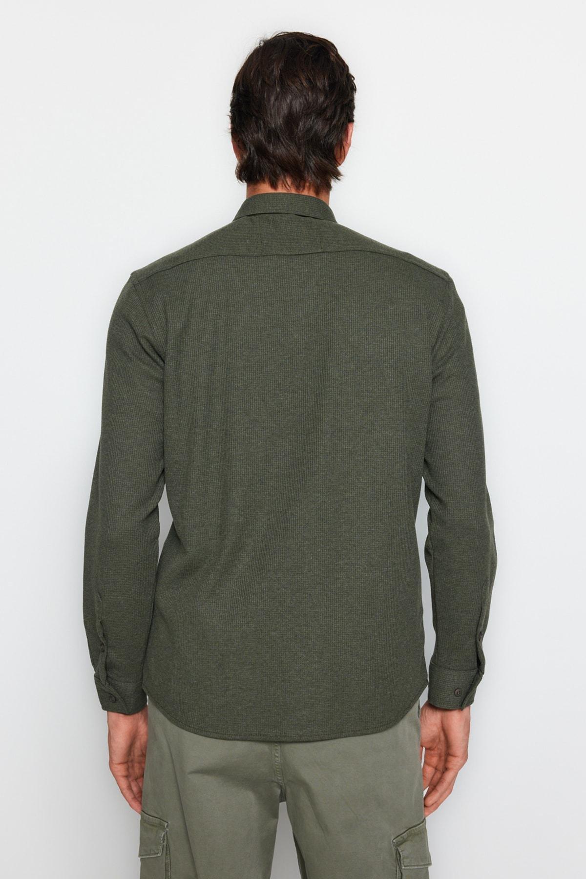 قميص كاجوال مُحاك بملمس بارز، كاكي, Khaki, large image number 4