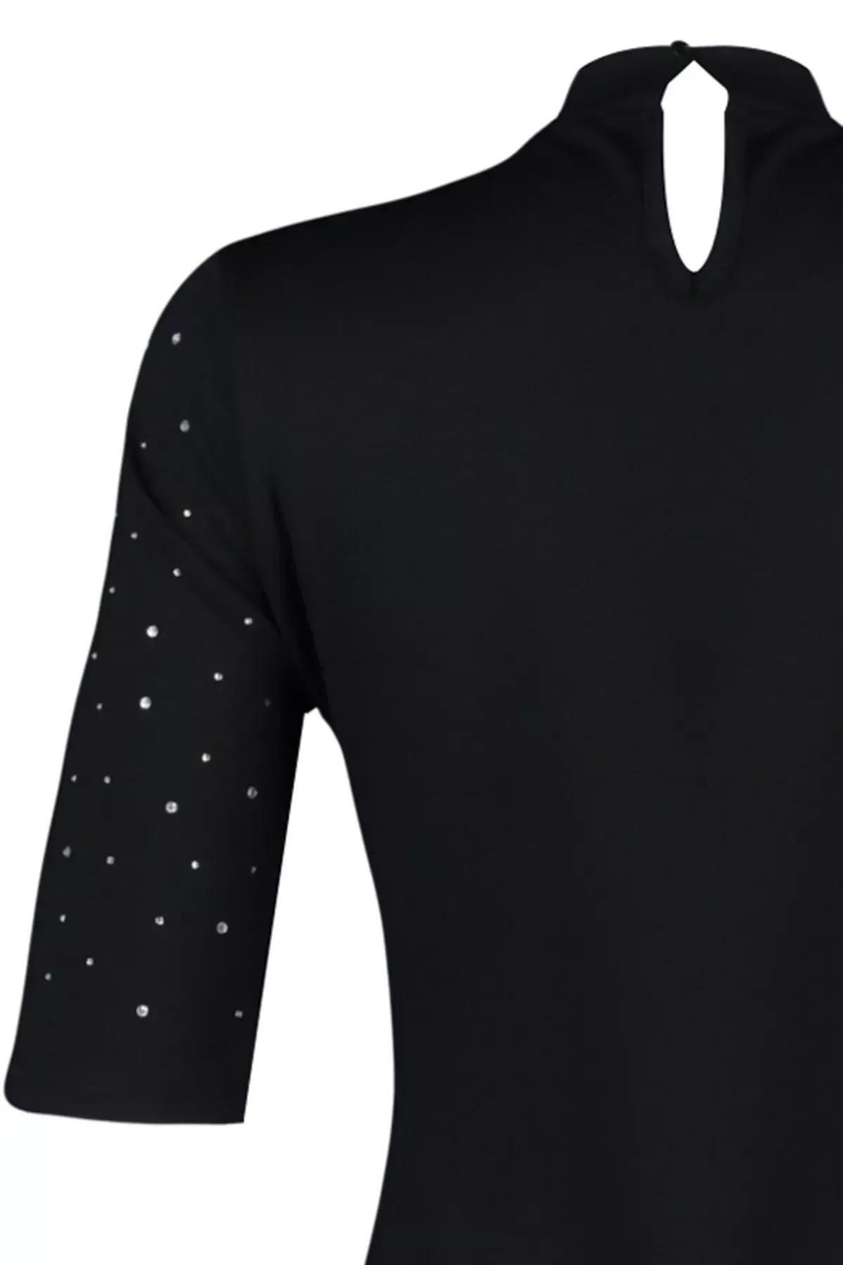 Black Knitted Mini Dress, BLACK, large image number 5