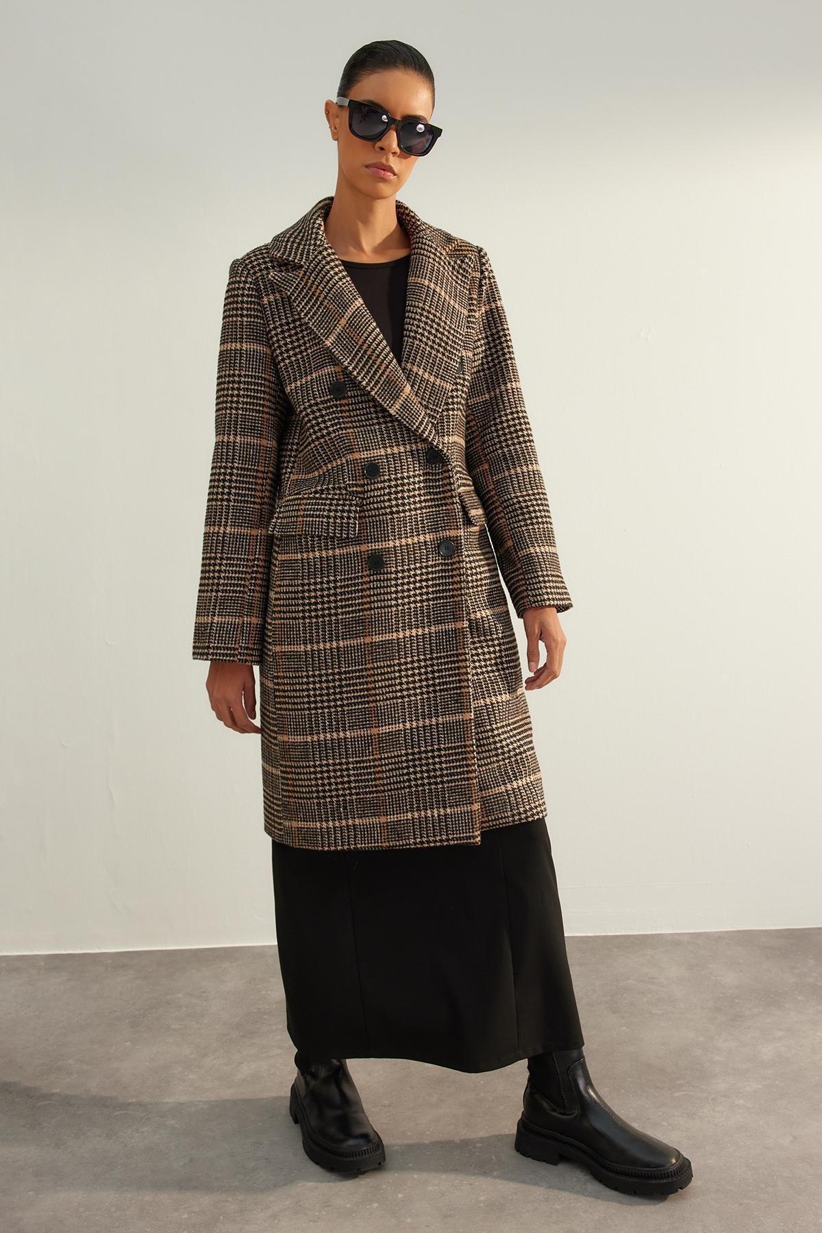 Trendyol - Brown Long Stamped Coat