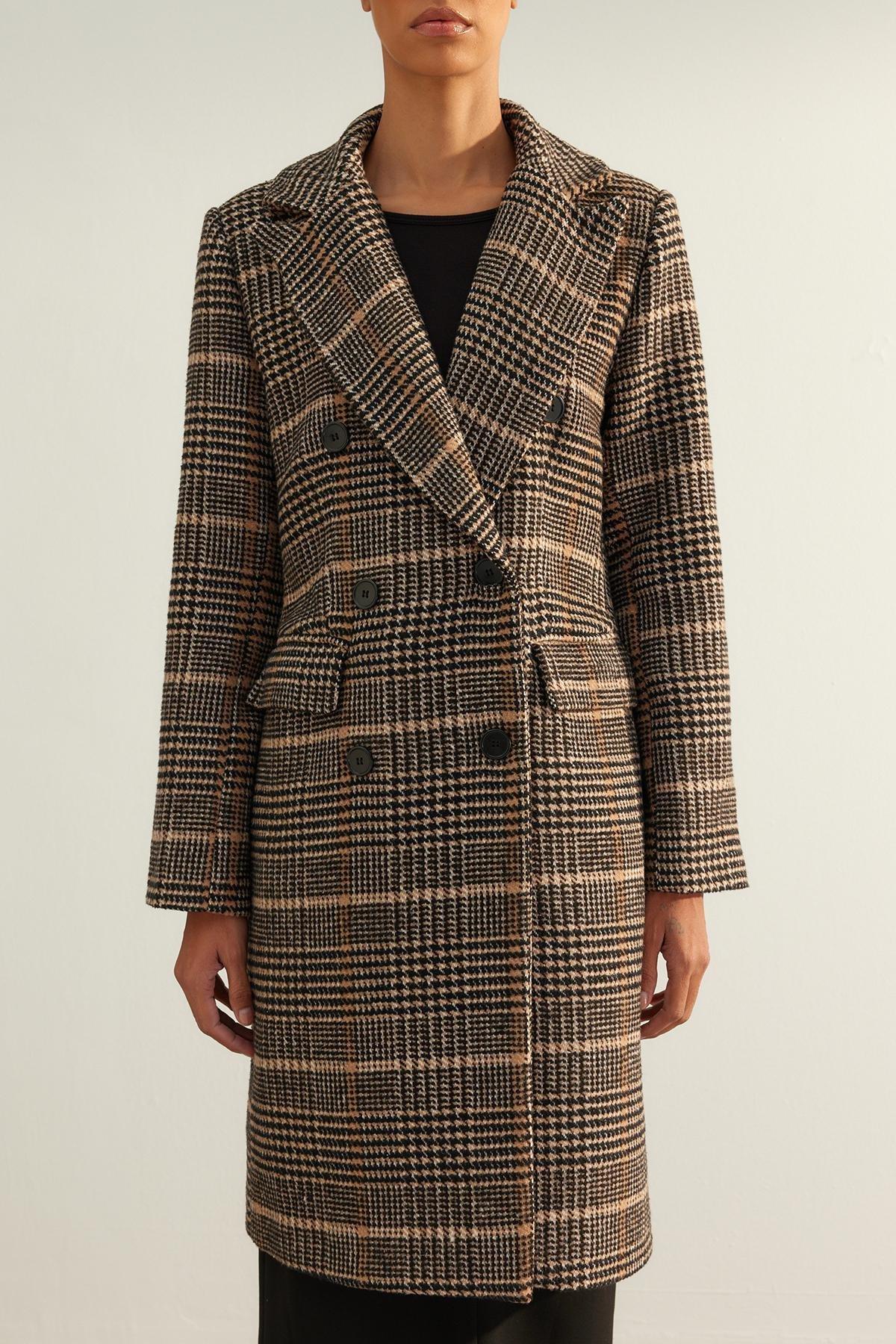 Trendyol - Brown Long Stamped Coat