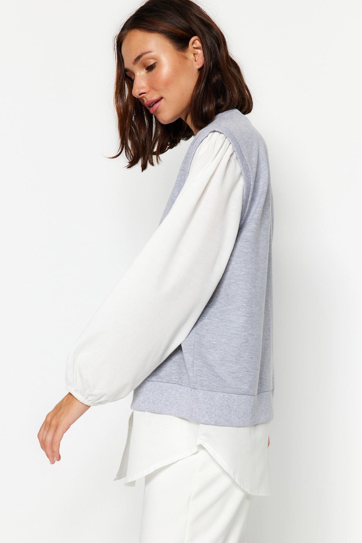 Trendyol - Grey Knitted Tunic Sweater