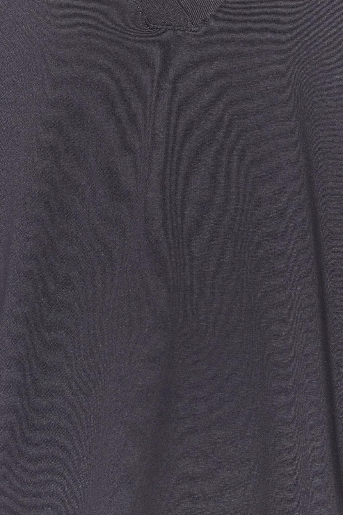 Gray V-Neck Regular Knitted T-Shirt, , large image number 3