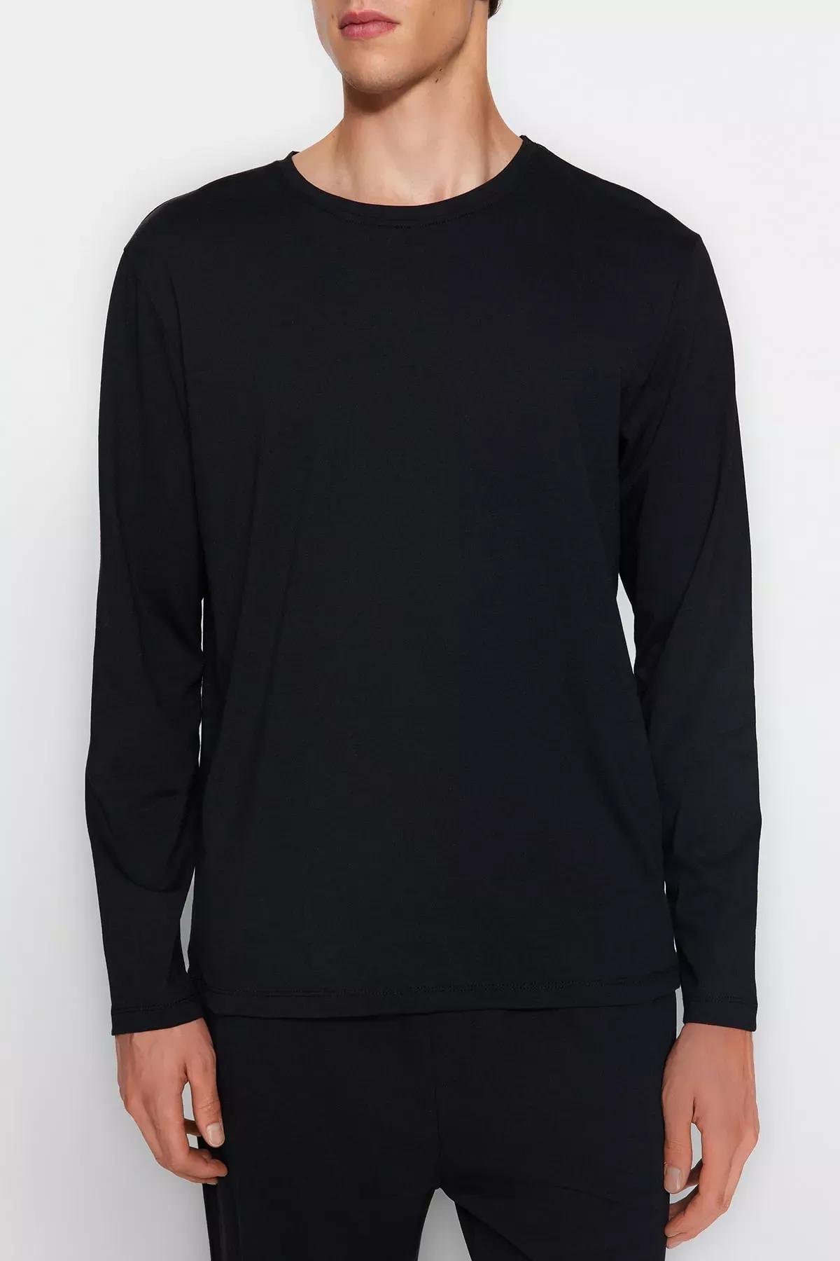 Black Knitted Pyjamas Set, BLACK, medium