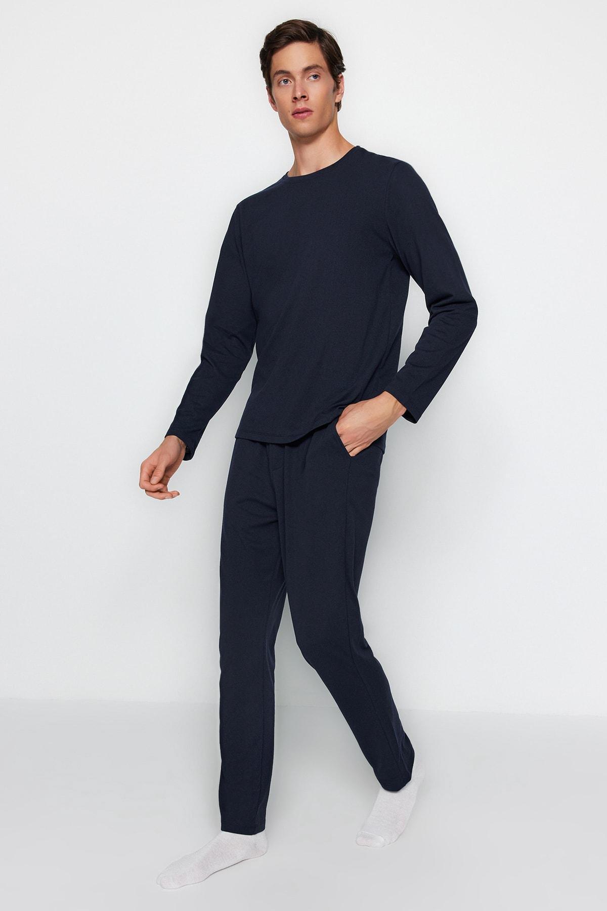 Trendyol - Navy Knitted Pyjamas Set