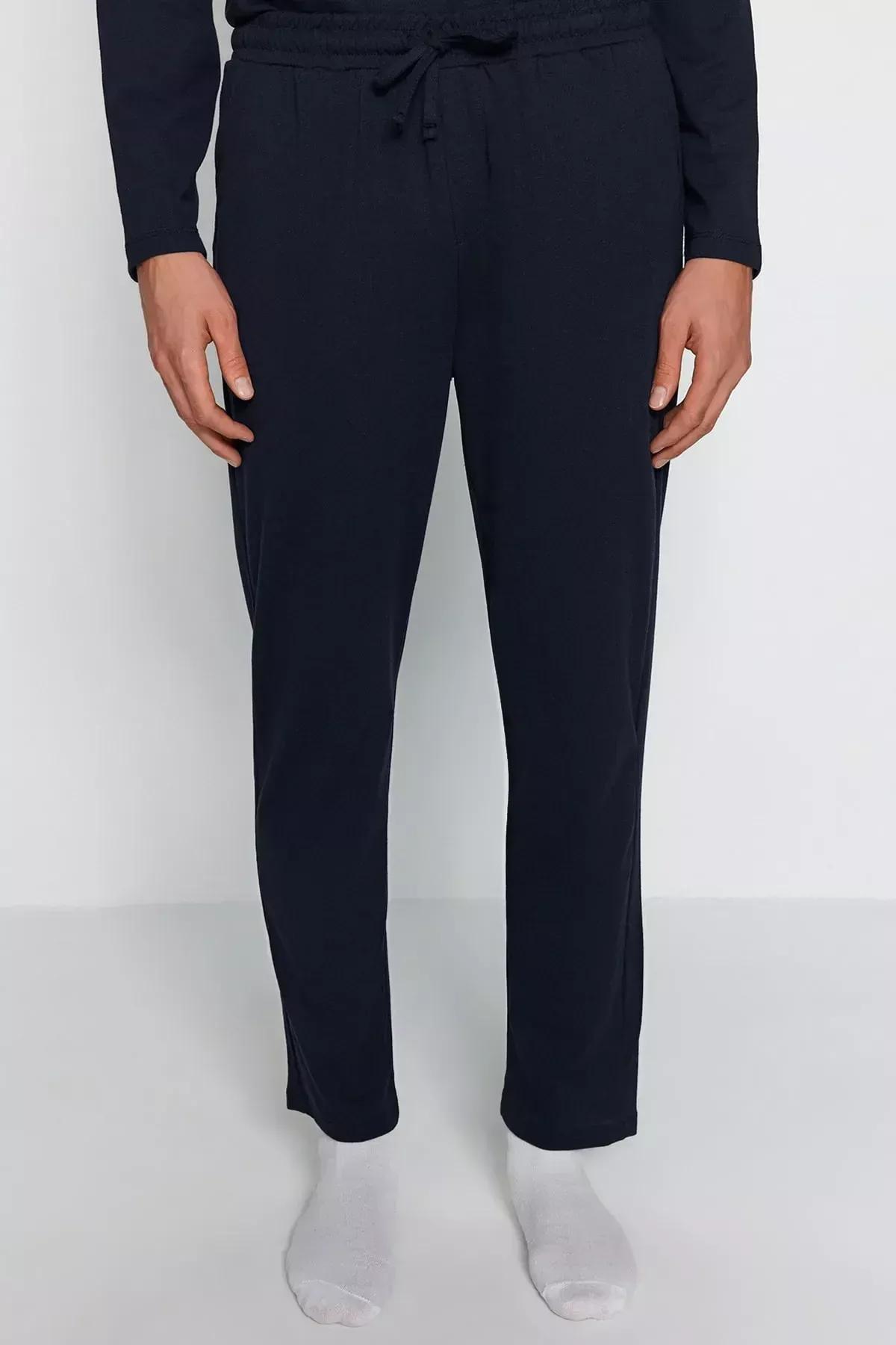 Navy Knitted Pyjamas Set, Navy blue, large image number 3