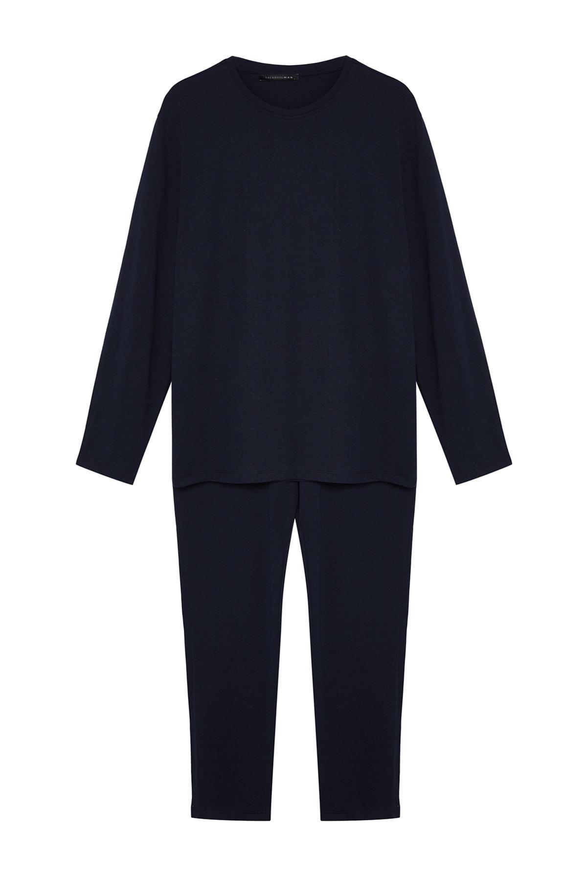 Navy Knitted Pyjamas Set, , large image number 5