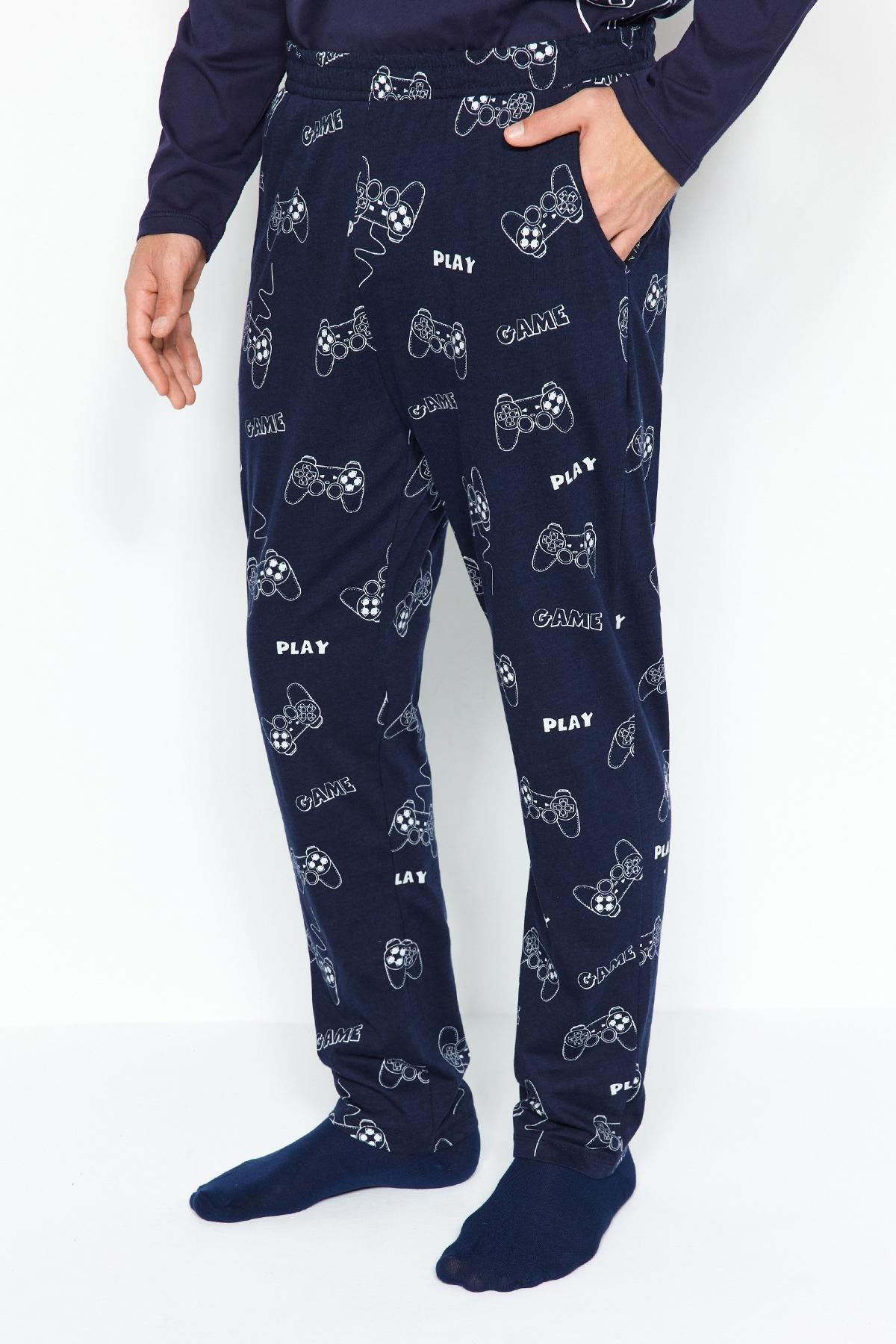 Navy Printed Pyjamas Set, , large image number 3