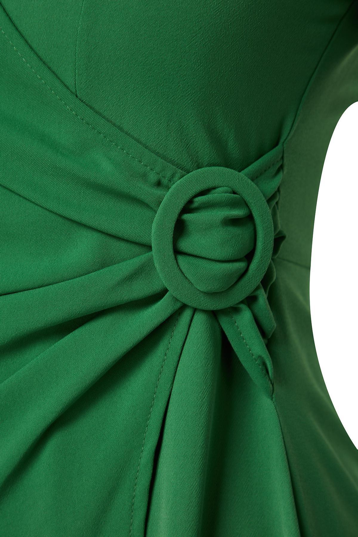Green Detailed Woven Dress, , large image number 6