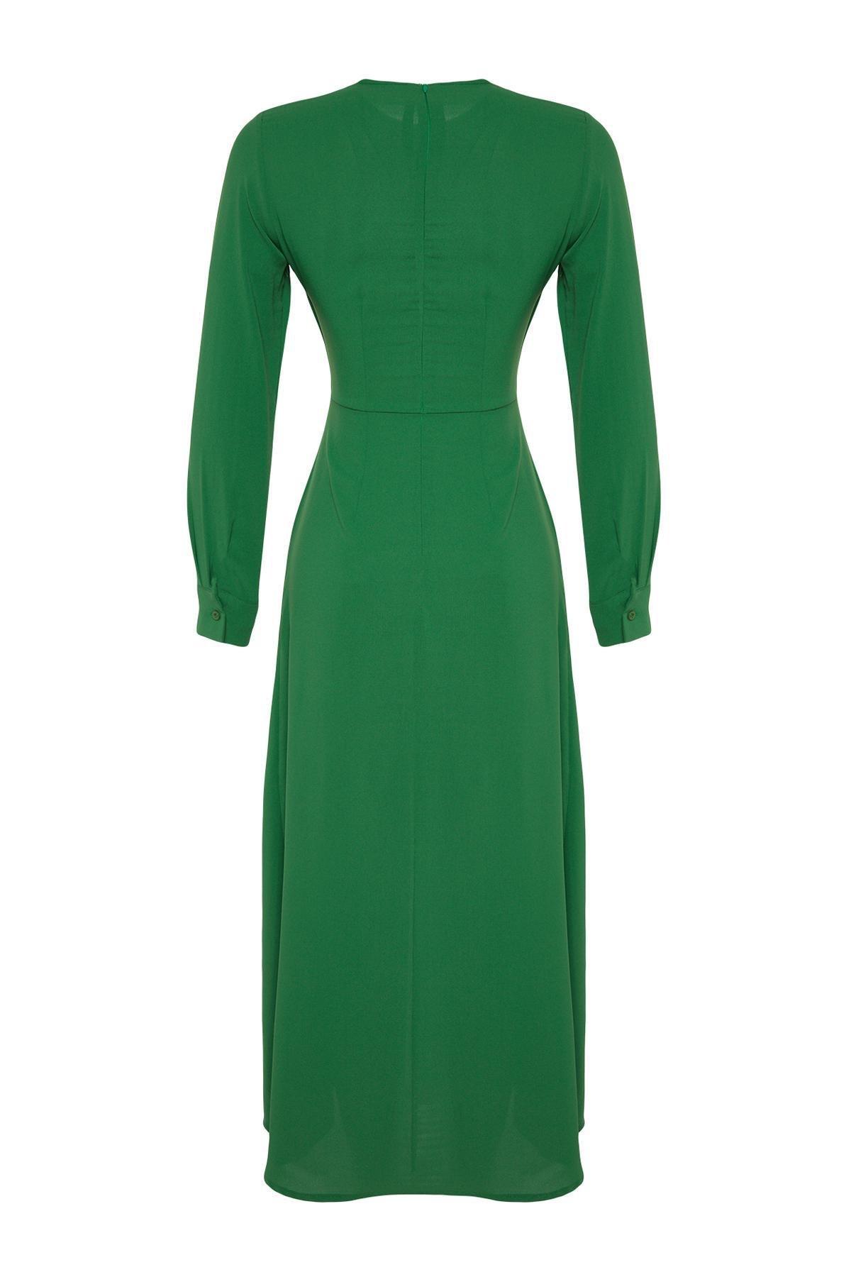 Green Detailed Woven Dress, , large image number 7