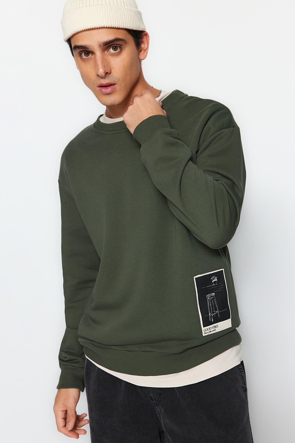 Khaki Relaxed Sweatshirt, , large image number 0