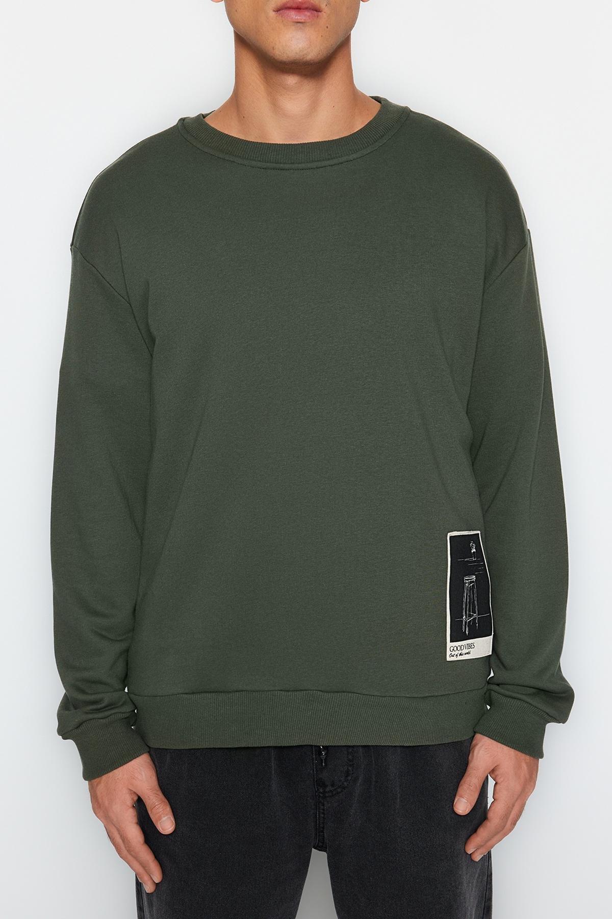 Khaki Relaxed Sweatshirt, , large image number 2