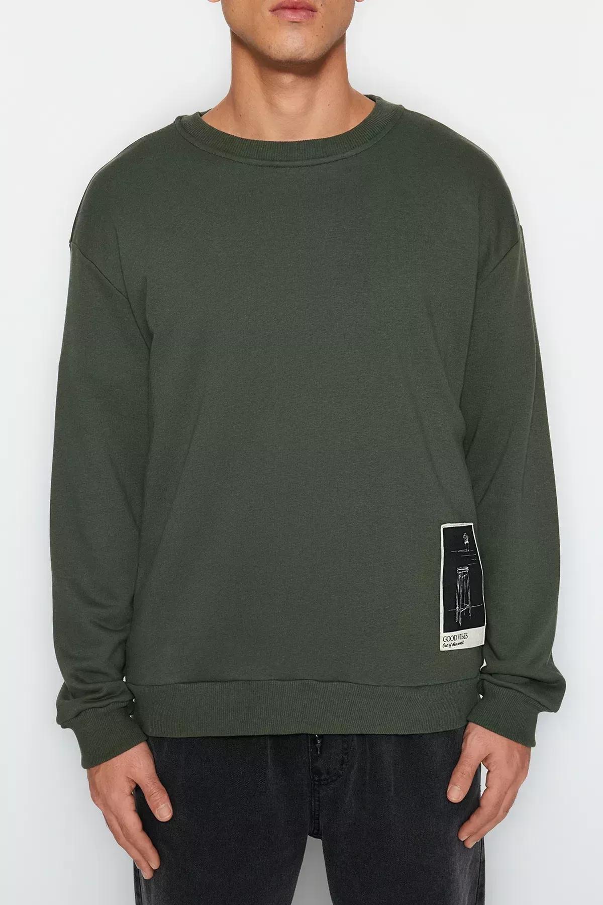 Khaki Relaxed Sweatshirt, , large image number 2