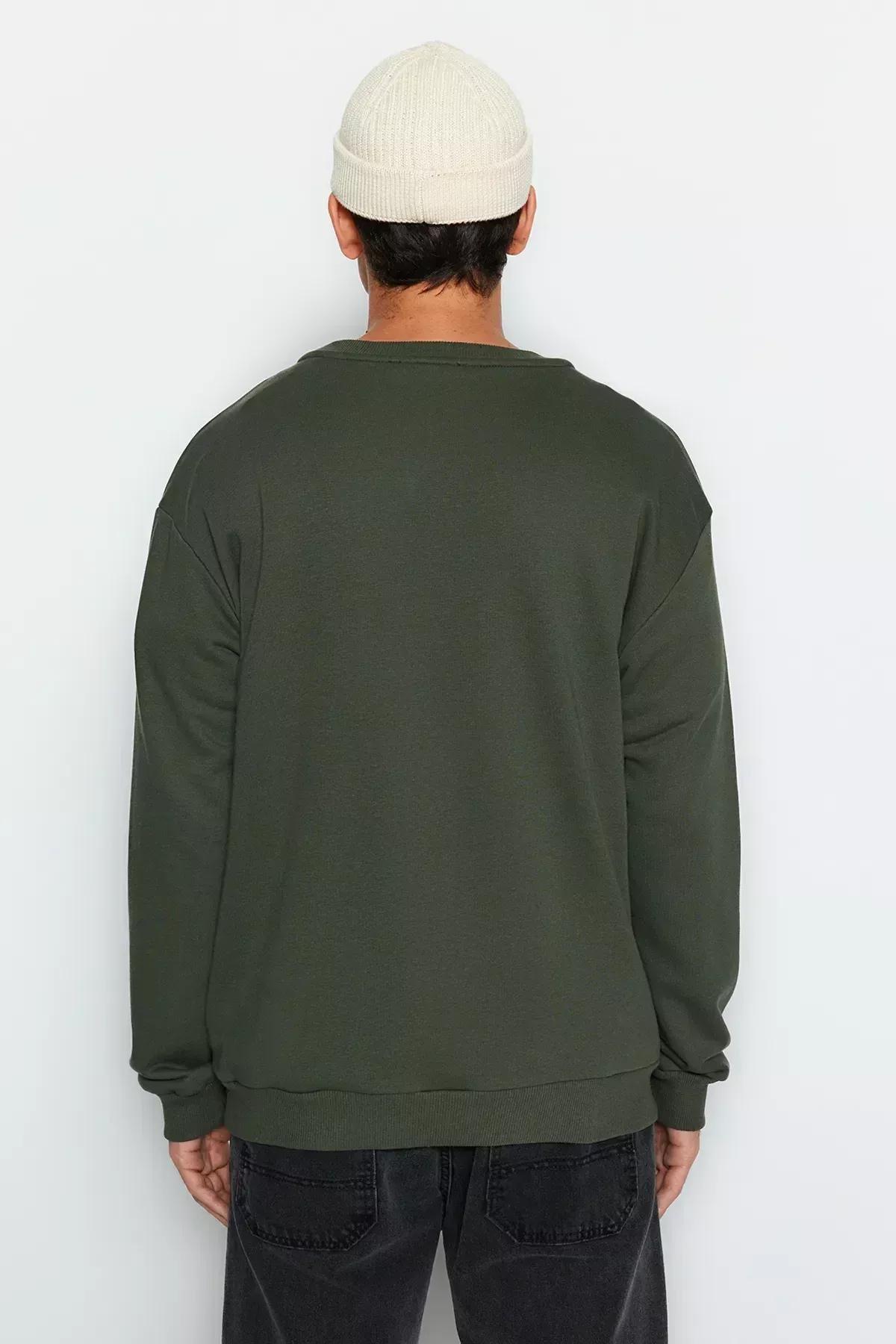 Khaki Relaxed Sweatshirt, , large image number 3