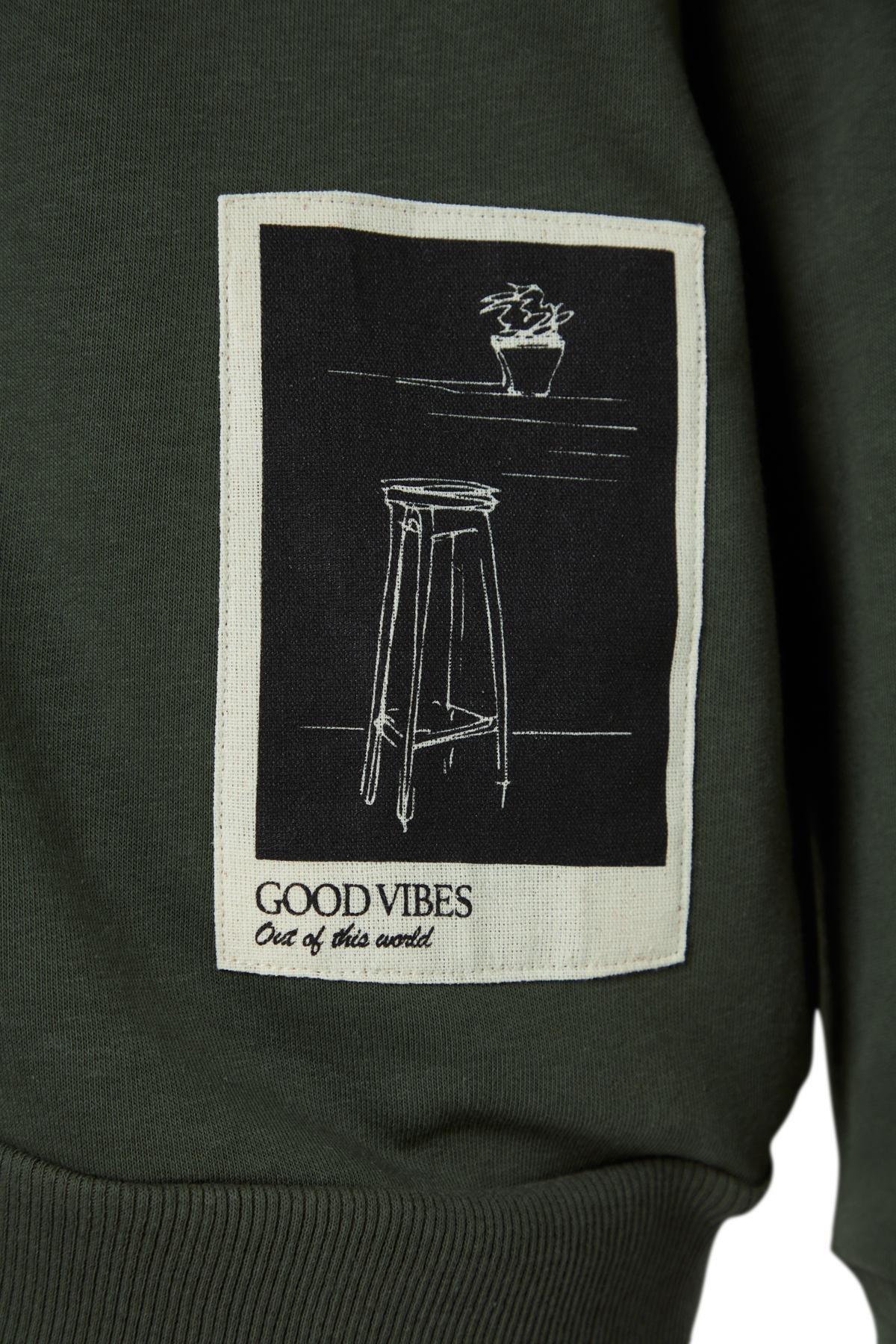 Khaki Relaxed Sweatshirt, , large image number 5
